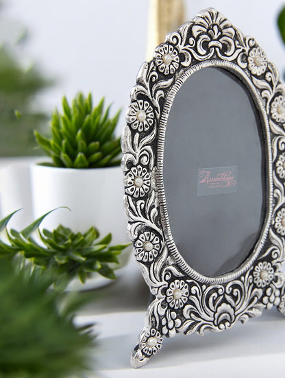 Antique German Silver Floral Beaded Photo Frame