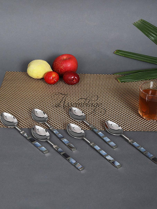 Breached Black Mother of Pearl Baby Spoon Set of 6