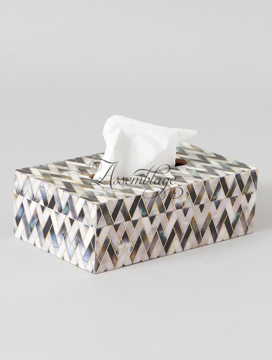 Grey Chevron Tissue Box