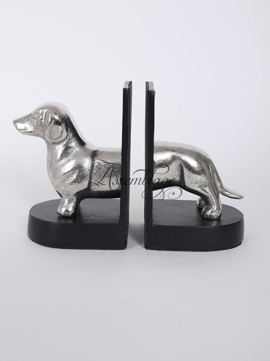 Split Dachshund Dog Metallic Bookend