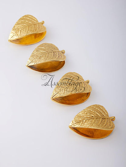 Double Leaf Gold & Silver Plated Brass Napkin Rings