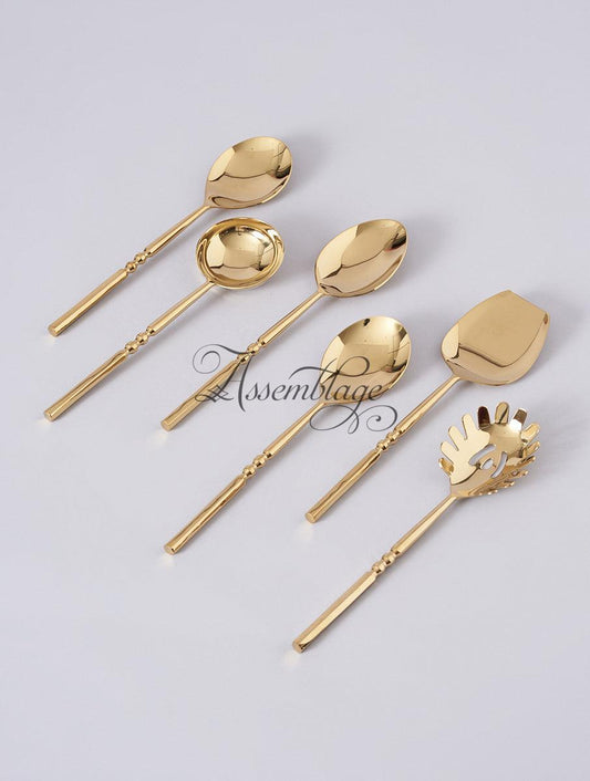 Eclectic Gold Twisted Serving Spoon Set of 6