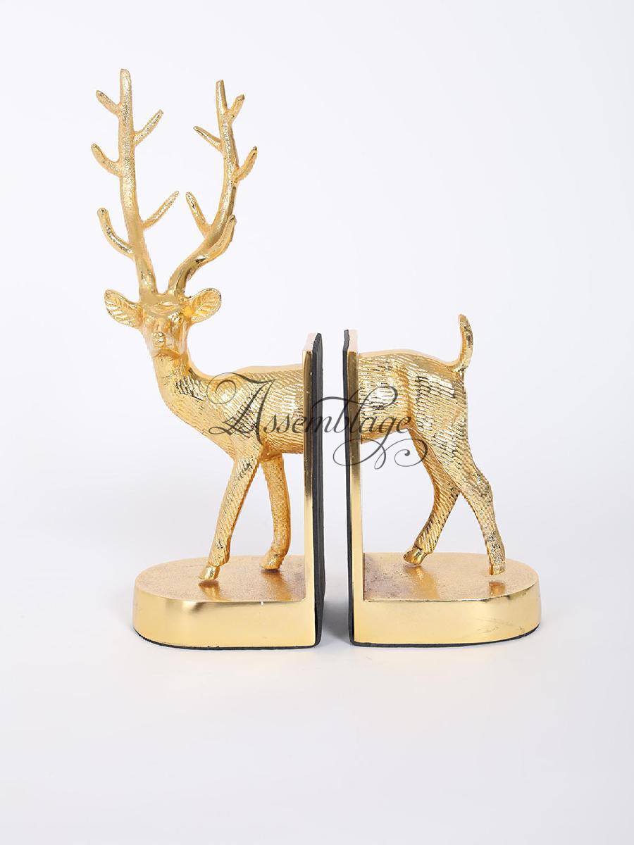 Gold Antler Deer Bookend (Set of 2)