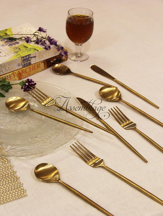 Gold Plated Cutipol Cutlery Set of Spoon, Forks & Knives (24 Pieces)
