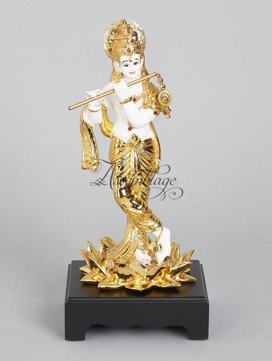 Gold Electroplated Kamal  Krishna Idol