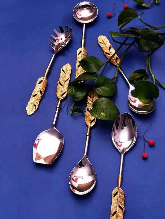 Golden Feather Serving Spoon Set