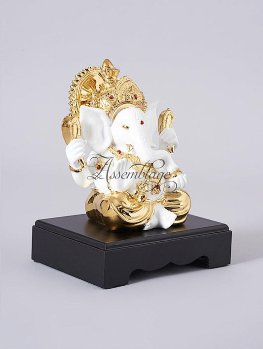 Gold Electroplated Gajkarna Ganesha Sculpture