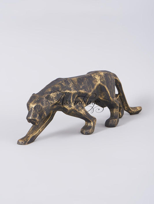 Gold Geometric Panther Statue