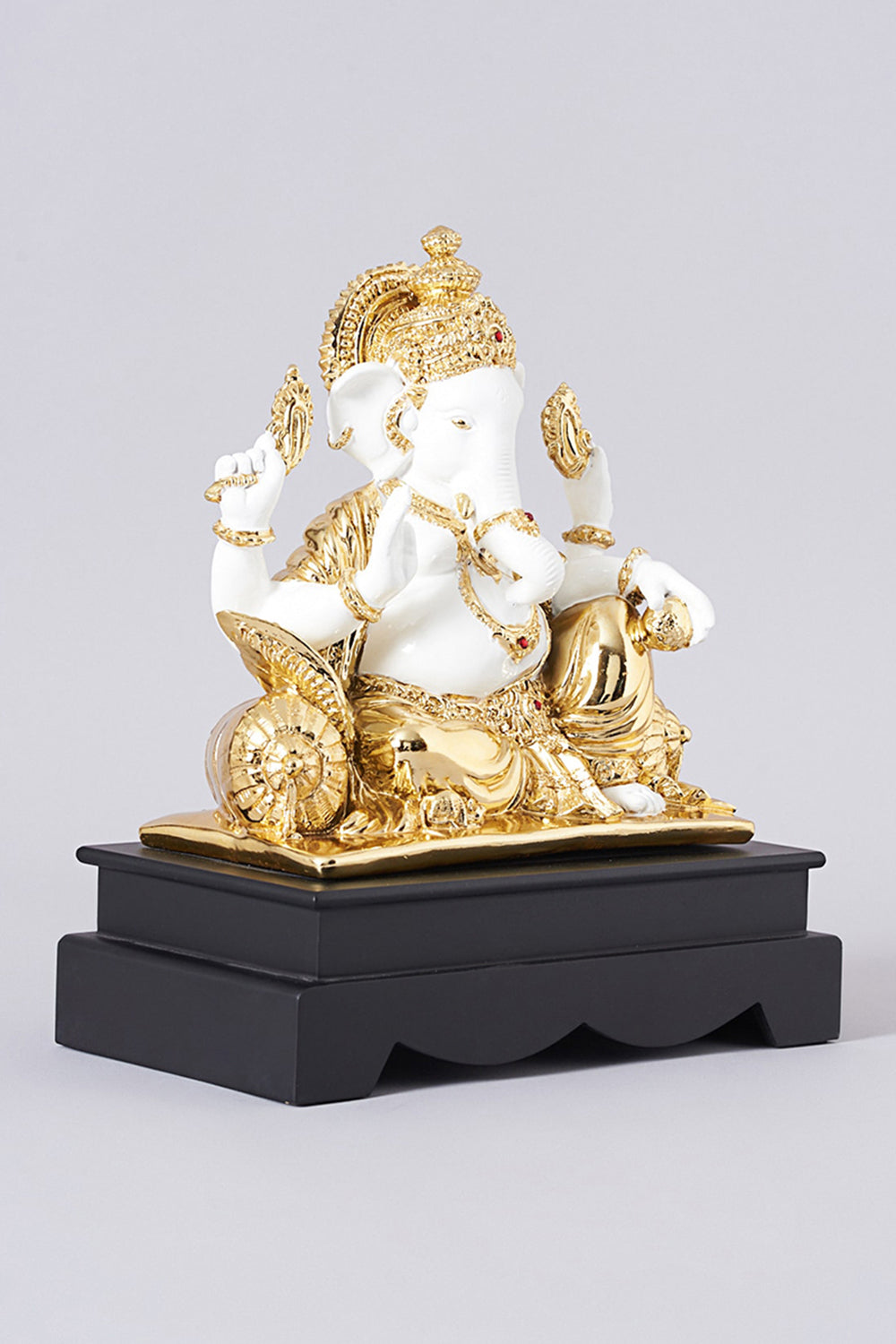 Gold Electroplated Gaddi Ganesha Sculpture Large