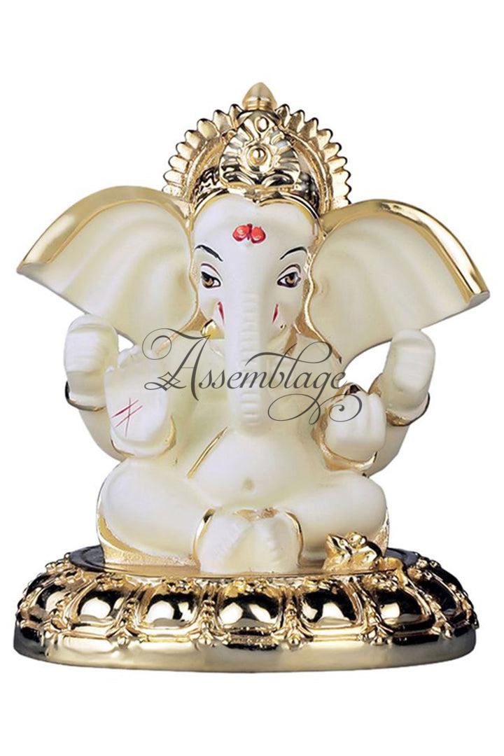 Gold Plated Gaj Karna Ganesh Idol