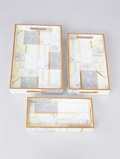 Asymmetric Stripe Pattern Tray Set of 3