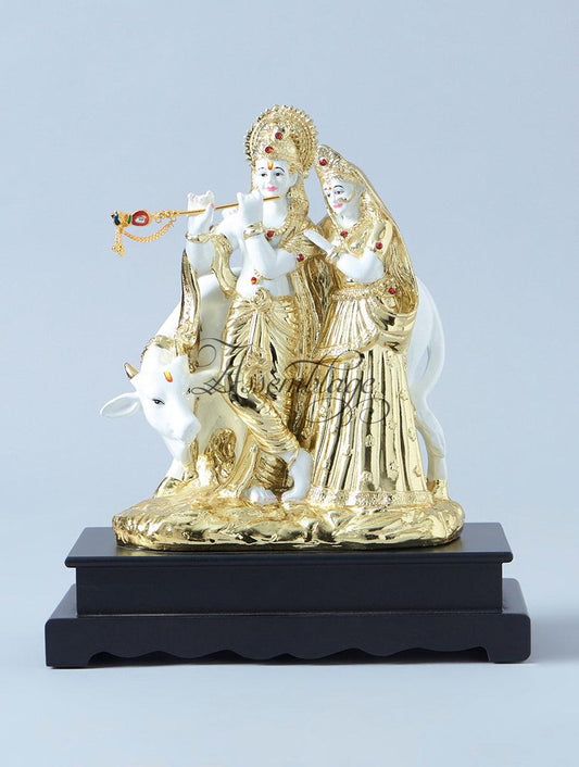 Kamdhenu Radha Krishna Gold Plated Statue