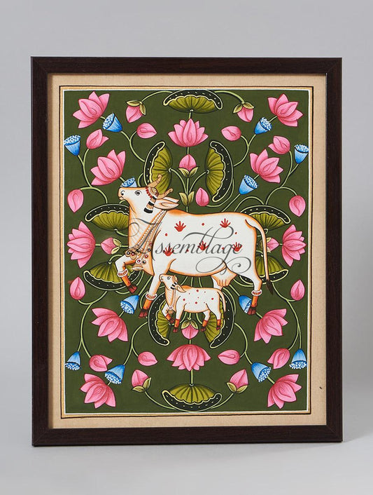 Lotus Forest Cow Pichwai Painting