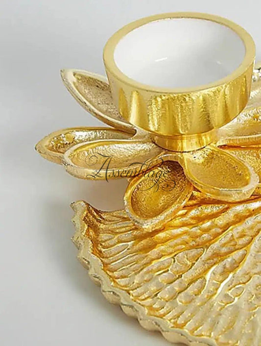 Gold Tlite & Lotus Leaf Platter