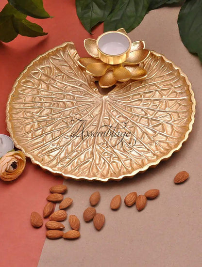 Gold Tlite & Lotus Leaf Platter