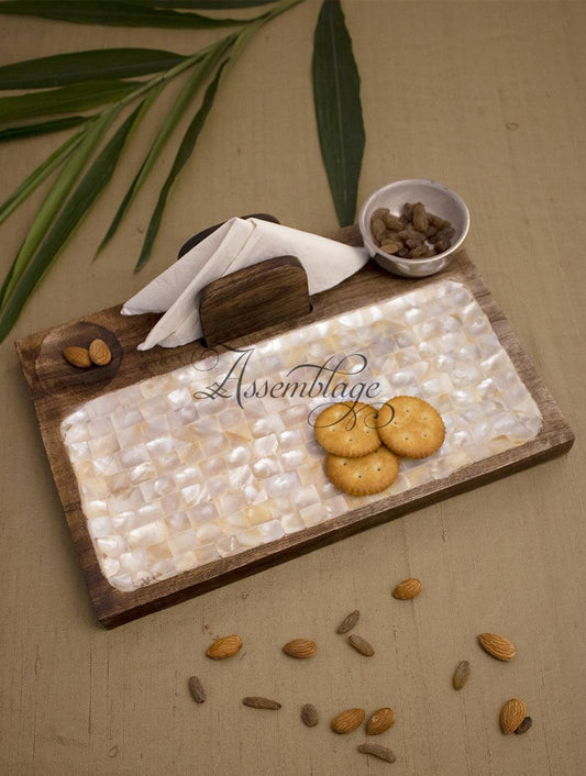 Earthy Wood & Mother of Pearl Platter