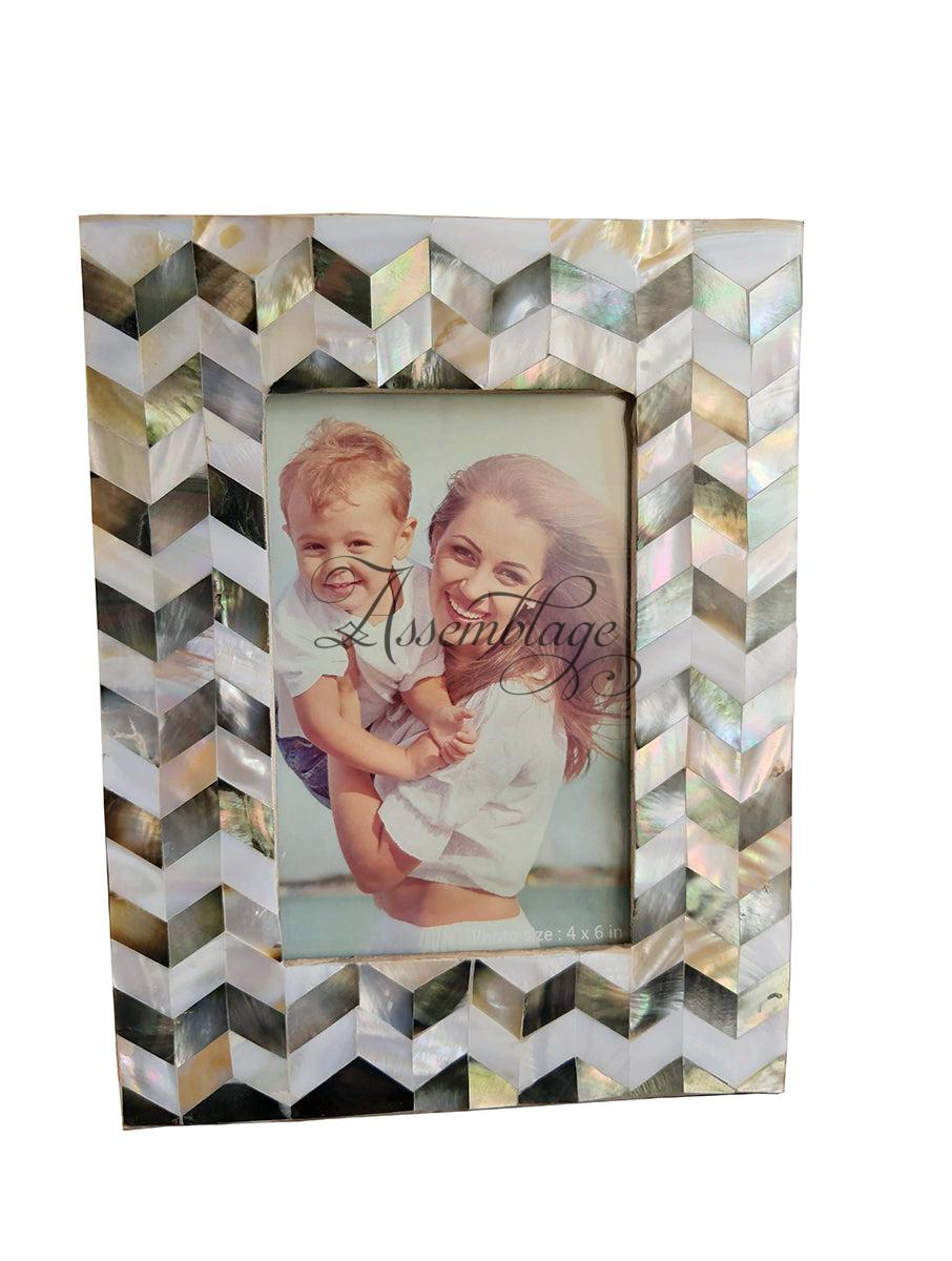 Chevron Mother of Pearl Photo Frame Set