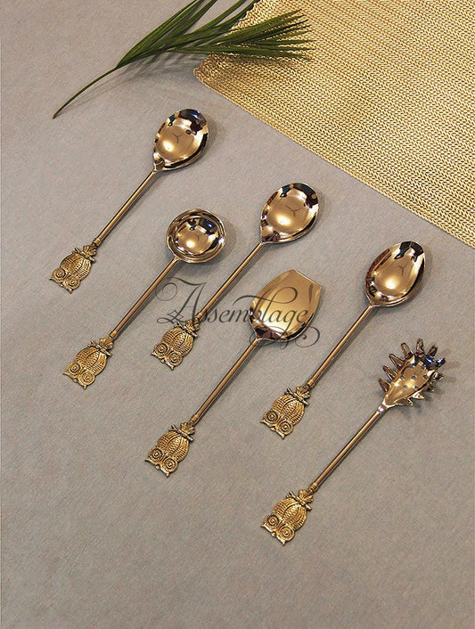 Brass Tweety Owl Serving Spoon Cutlery