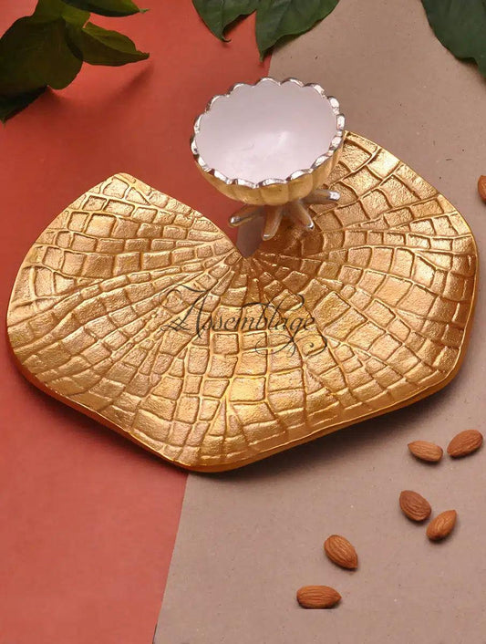 Gold Lotus Leaf Dip Bowl Platter