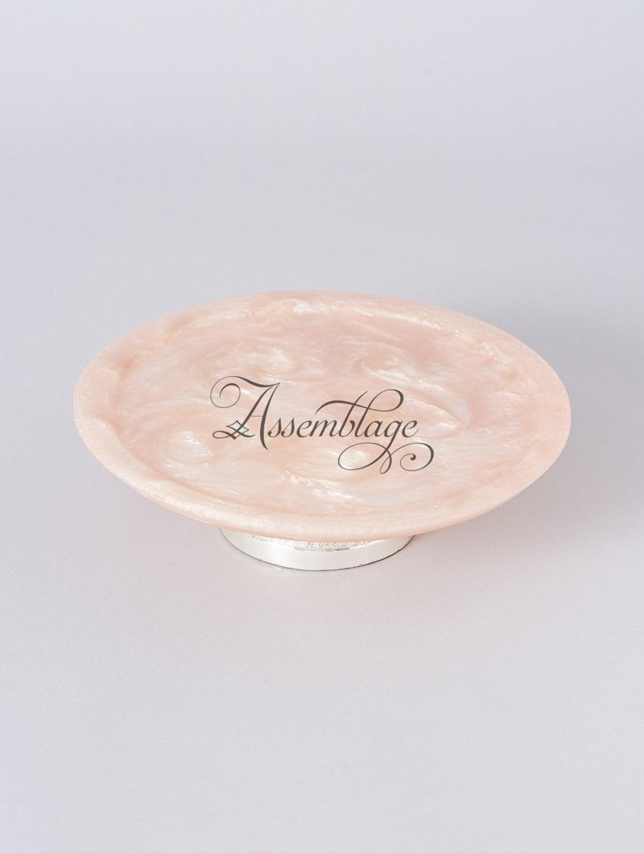 Peach Resin Silver Pedestal Platter