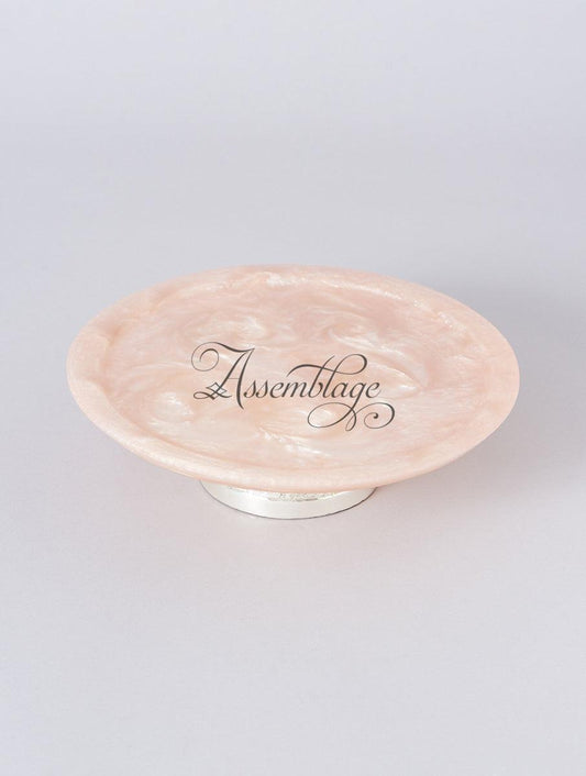 Peach Resin Silver Pedestal Platter