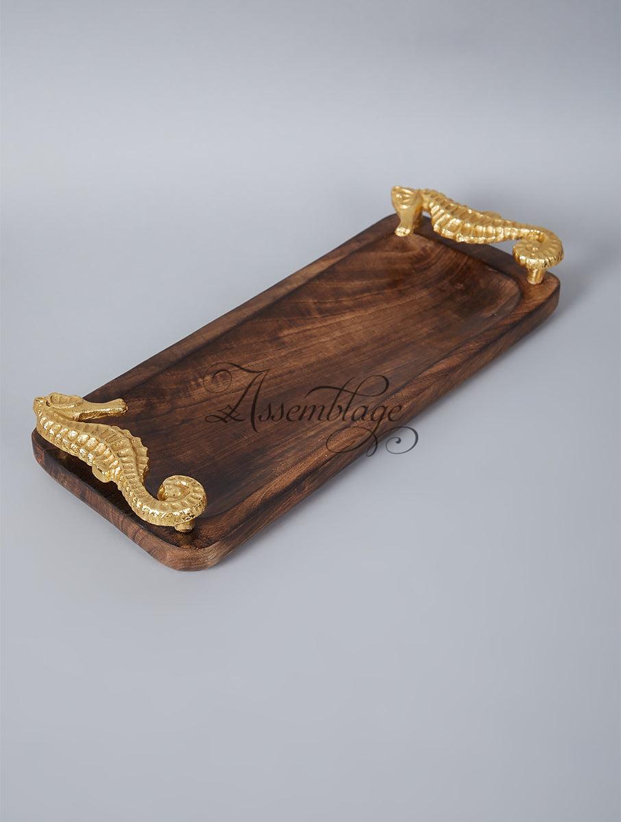 Sea Horse Rectangle Wood Platter