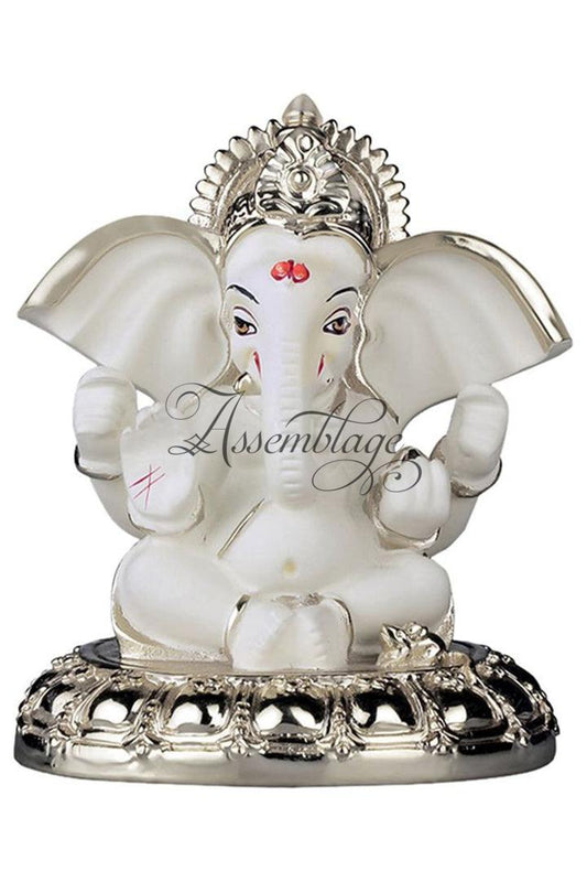 Silver Plated Gaj Karna Ganesh Figure