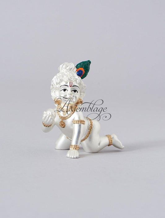 Silver Makhanchor Krishna Figurine