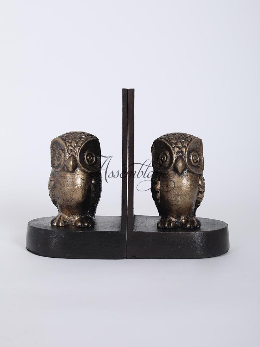 Metallic Brown Wise Owl Bookend (Set of 2)