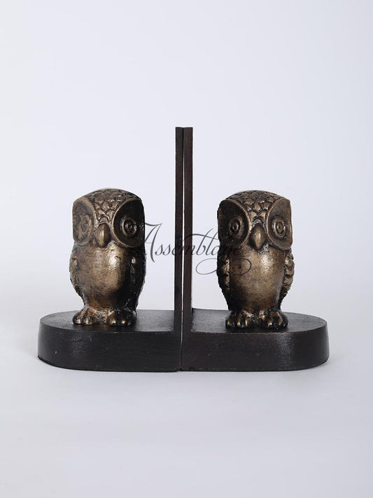 Metallic Brown Wise Owl Bookend (Set of 2)